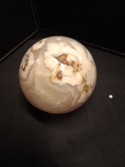 Natural Agate Sphere - 6 cm - Sakura agate - flower agate - beige to pinkish brown