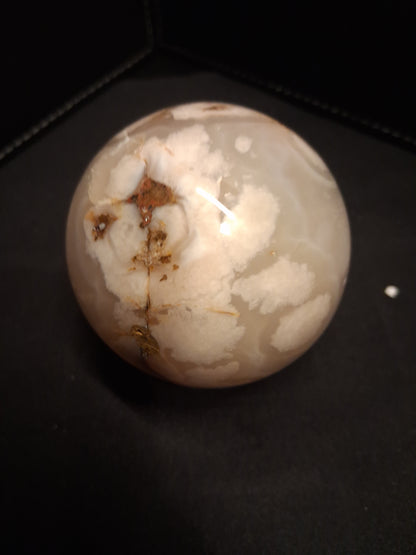 Natural Agate Sphere - 6 cm - Sakura agate - flower agate - beige to pinkish brown