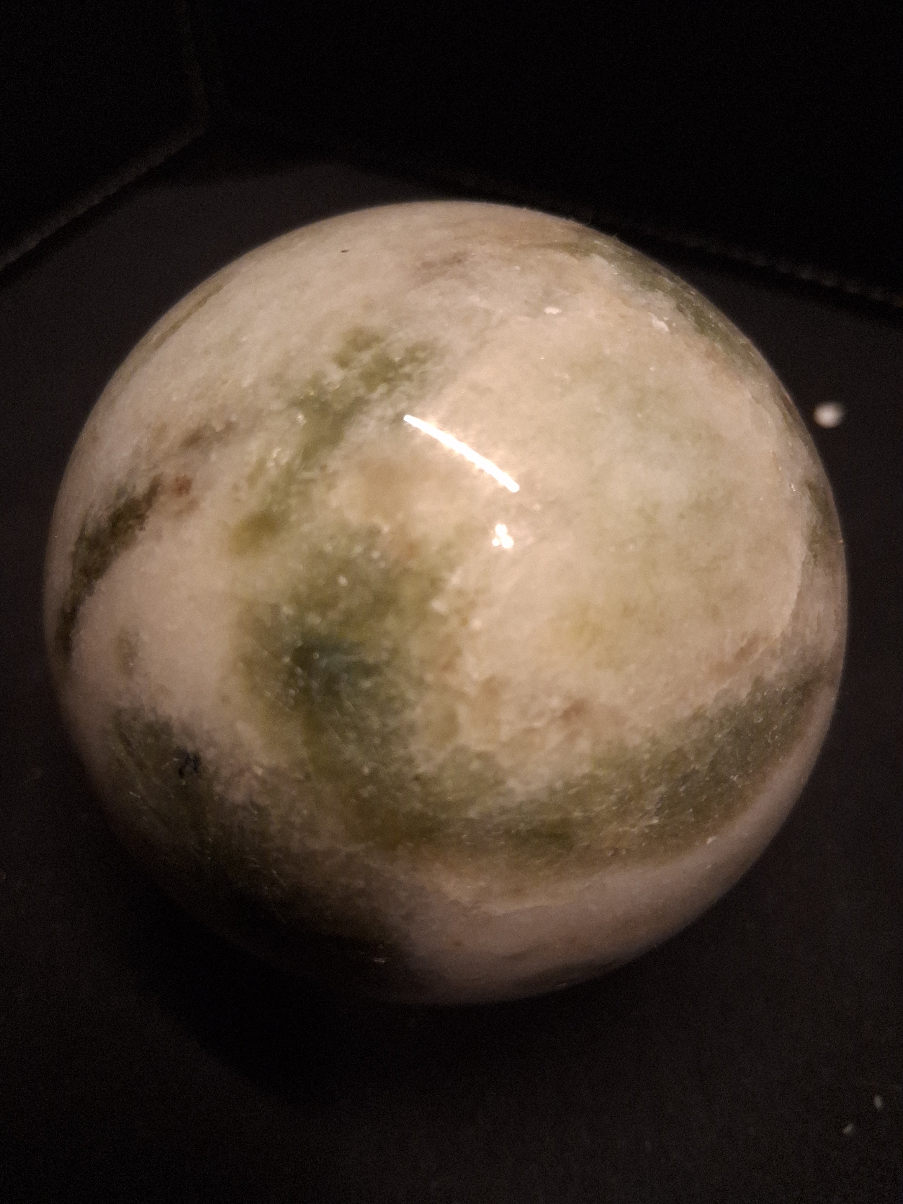 Natural Serpentine Sphere - 6.5 cm - very light green to mossy green