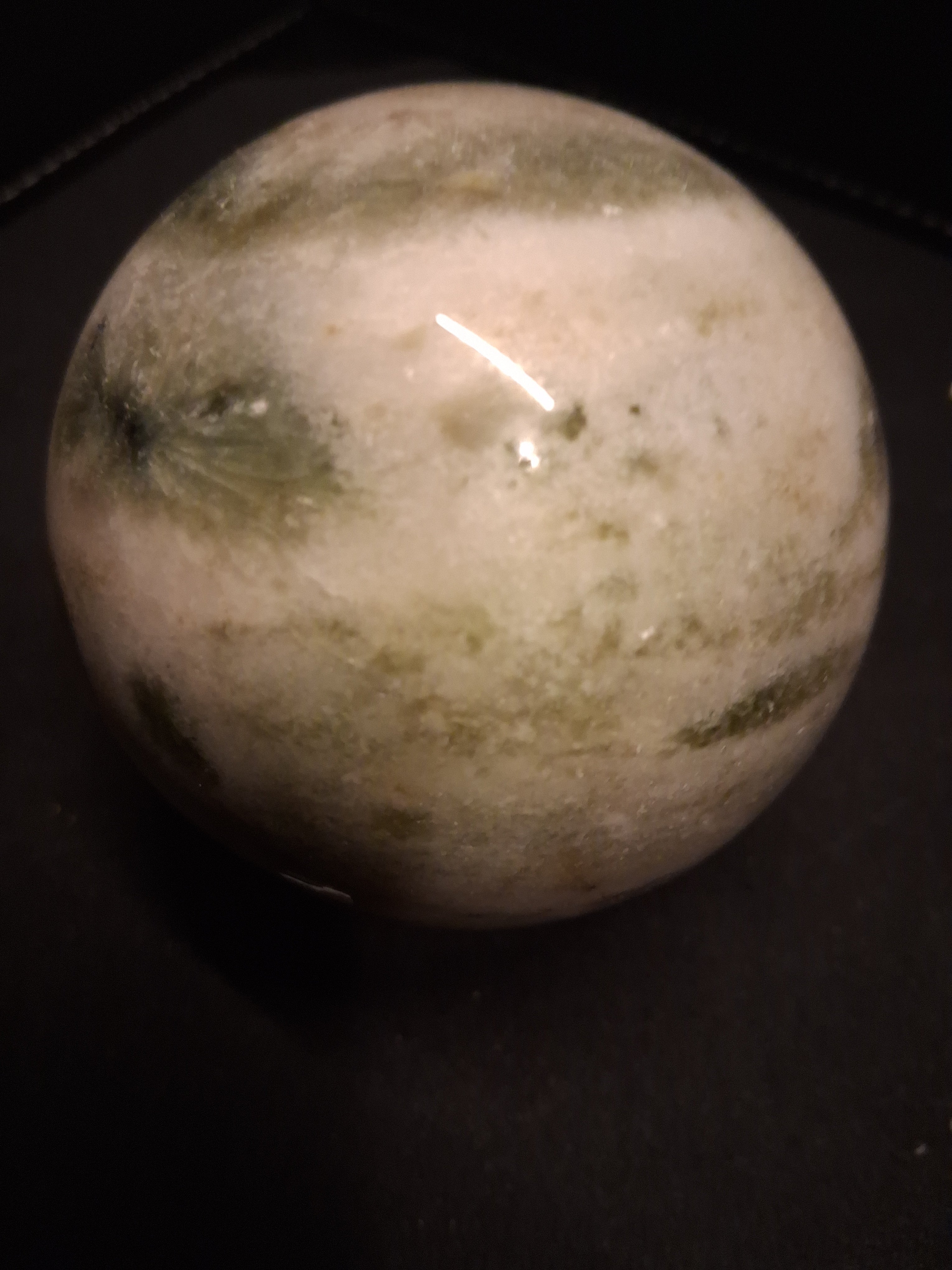 Natural Serpentine Sphere - 6.5 cm - very light green to mossy green