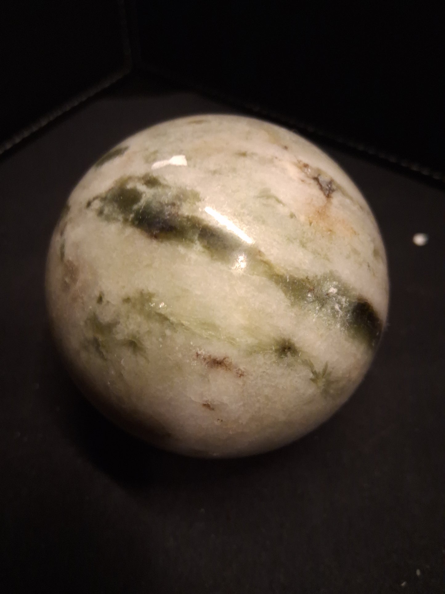 Natural Serpentine Sphere - 6.5 cm - very light green to mossy green
