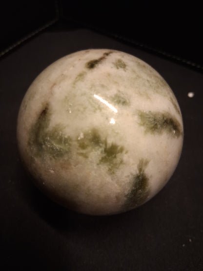 Natural Serpentine Sphere - 6.5 cm - very light green to mossy green