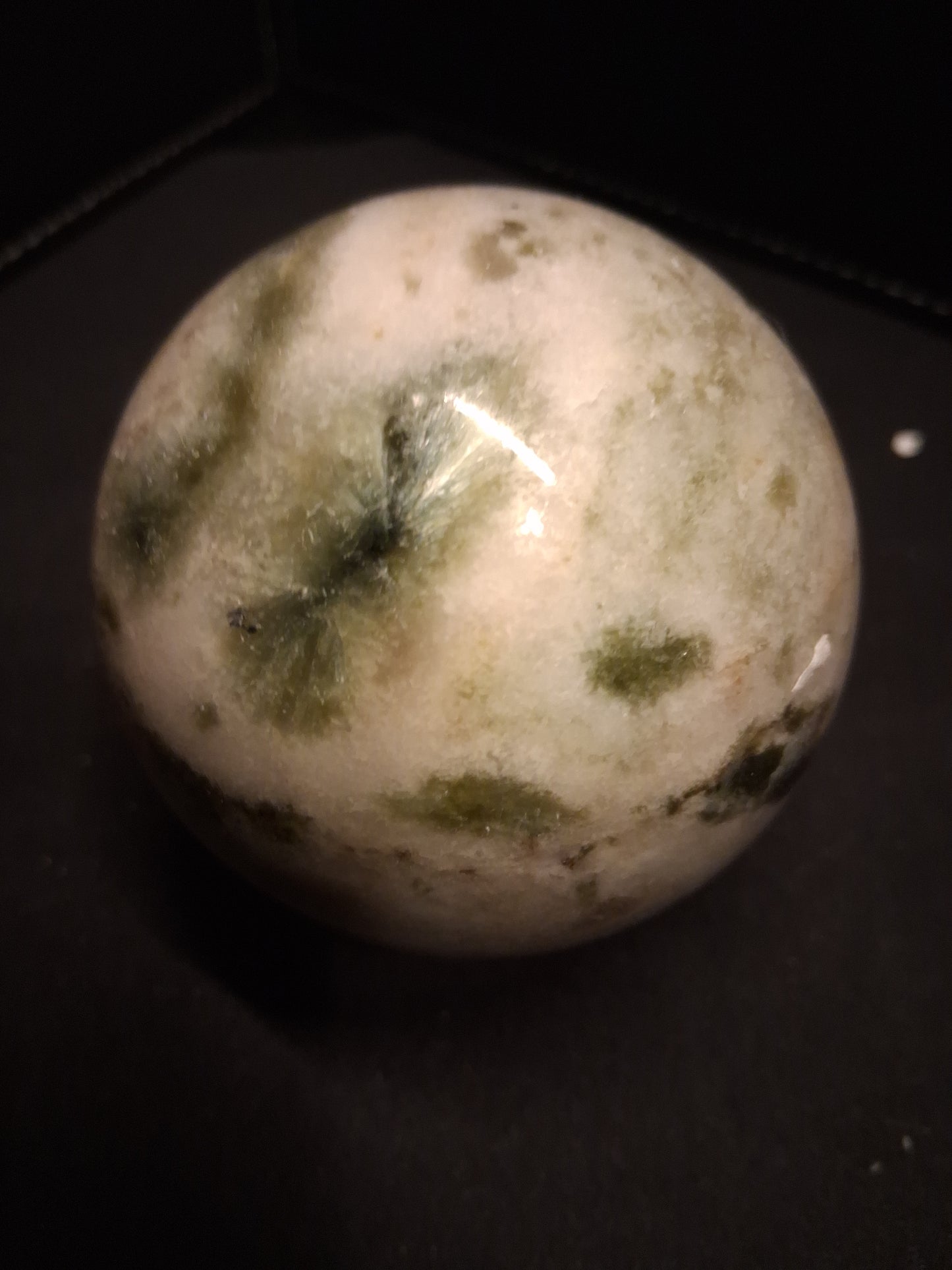 Natural Serpentine Sphere - 6.5 cm - very light green to mossy green