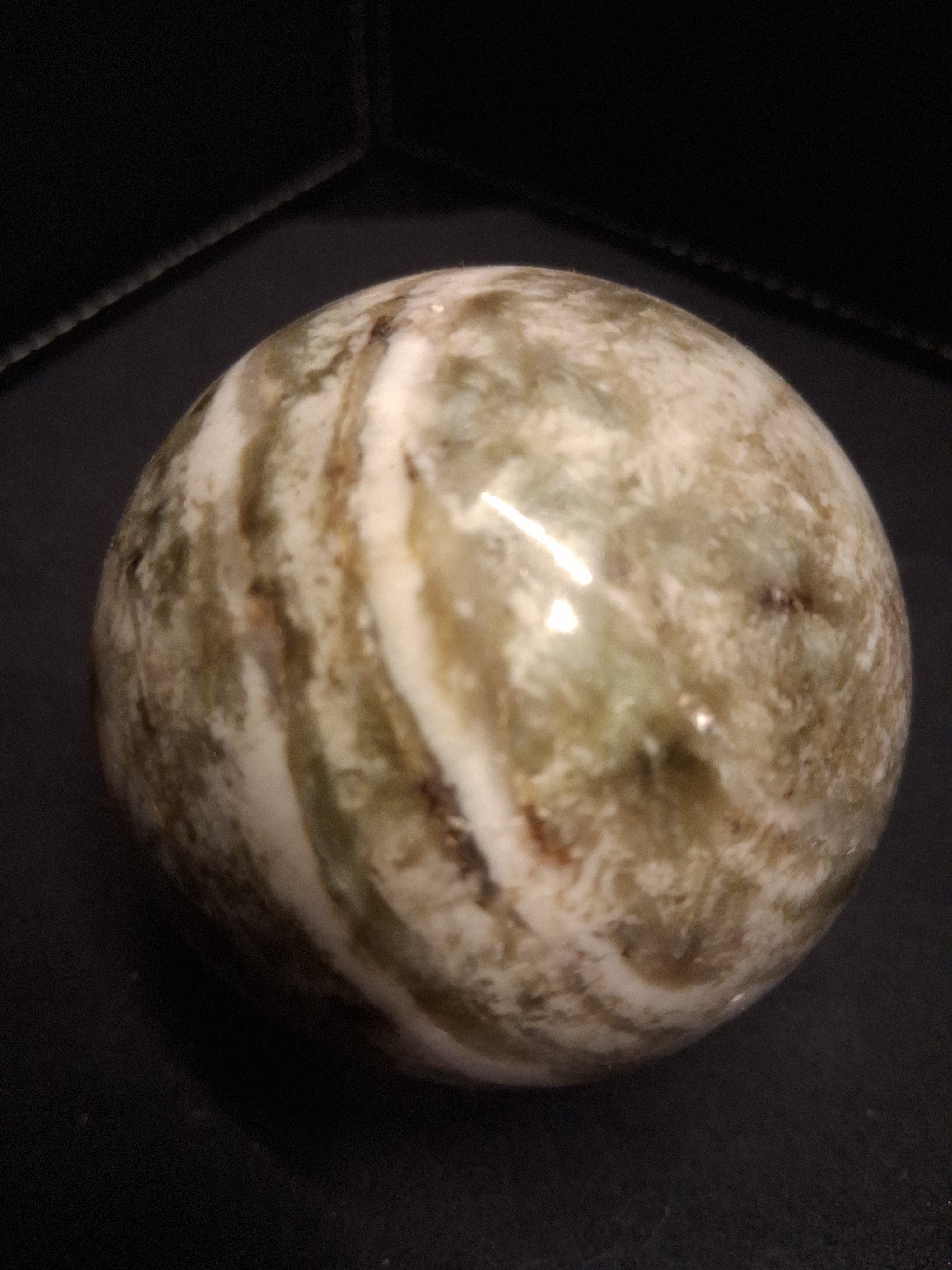 Natural Serpentine Sphere - 5.9 cm - light green to mossy green