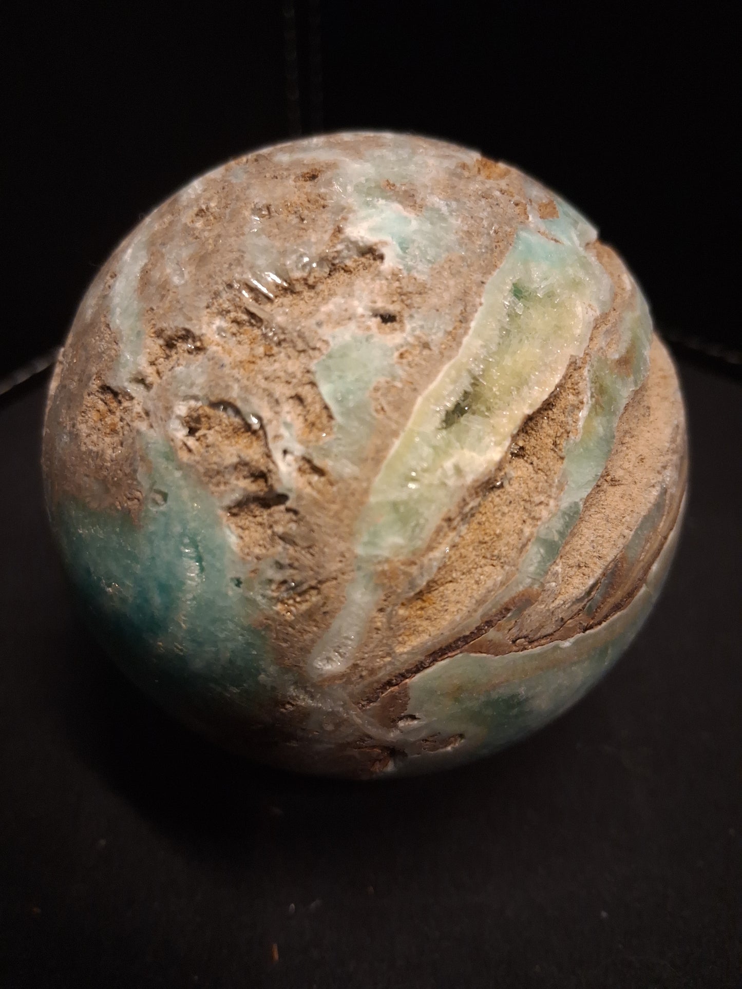 Natural Aragonite Sphere - 6.7 cm - Blue Aragonite