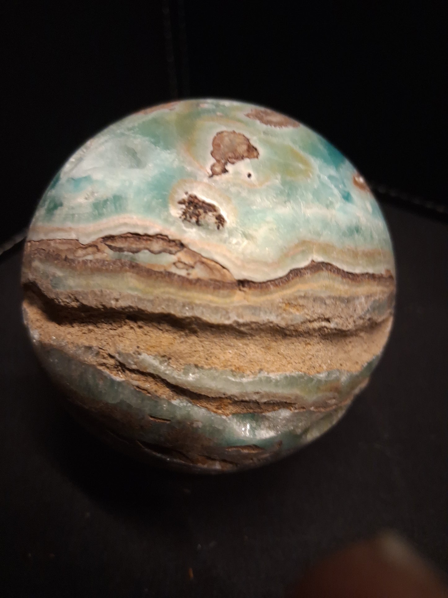 Natural Aragonite Sphere - 6.7 cm - Blue Aragonite