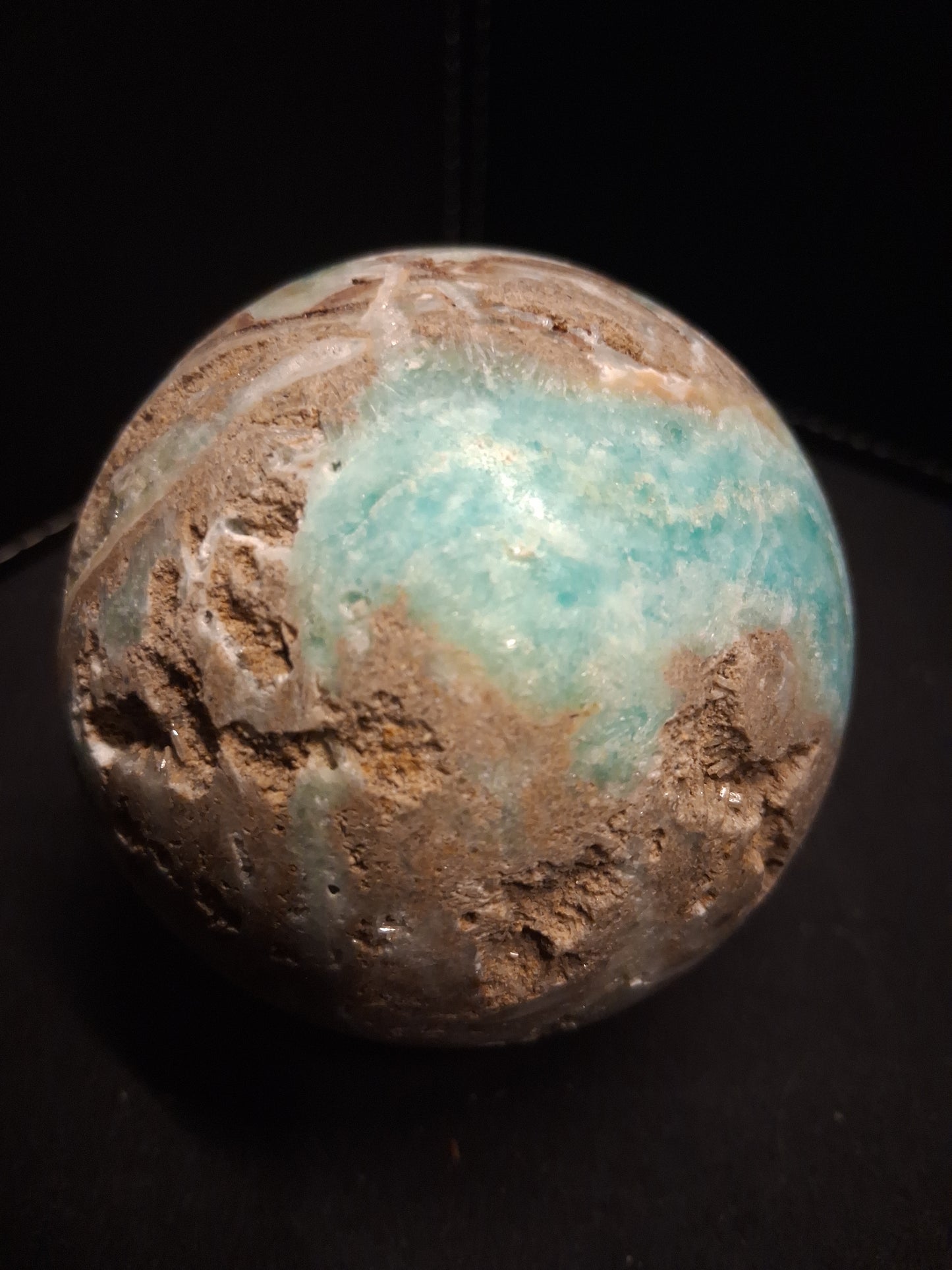 Natural Aragonite Sphere - 6.7 cm - Blue Aragonite