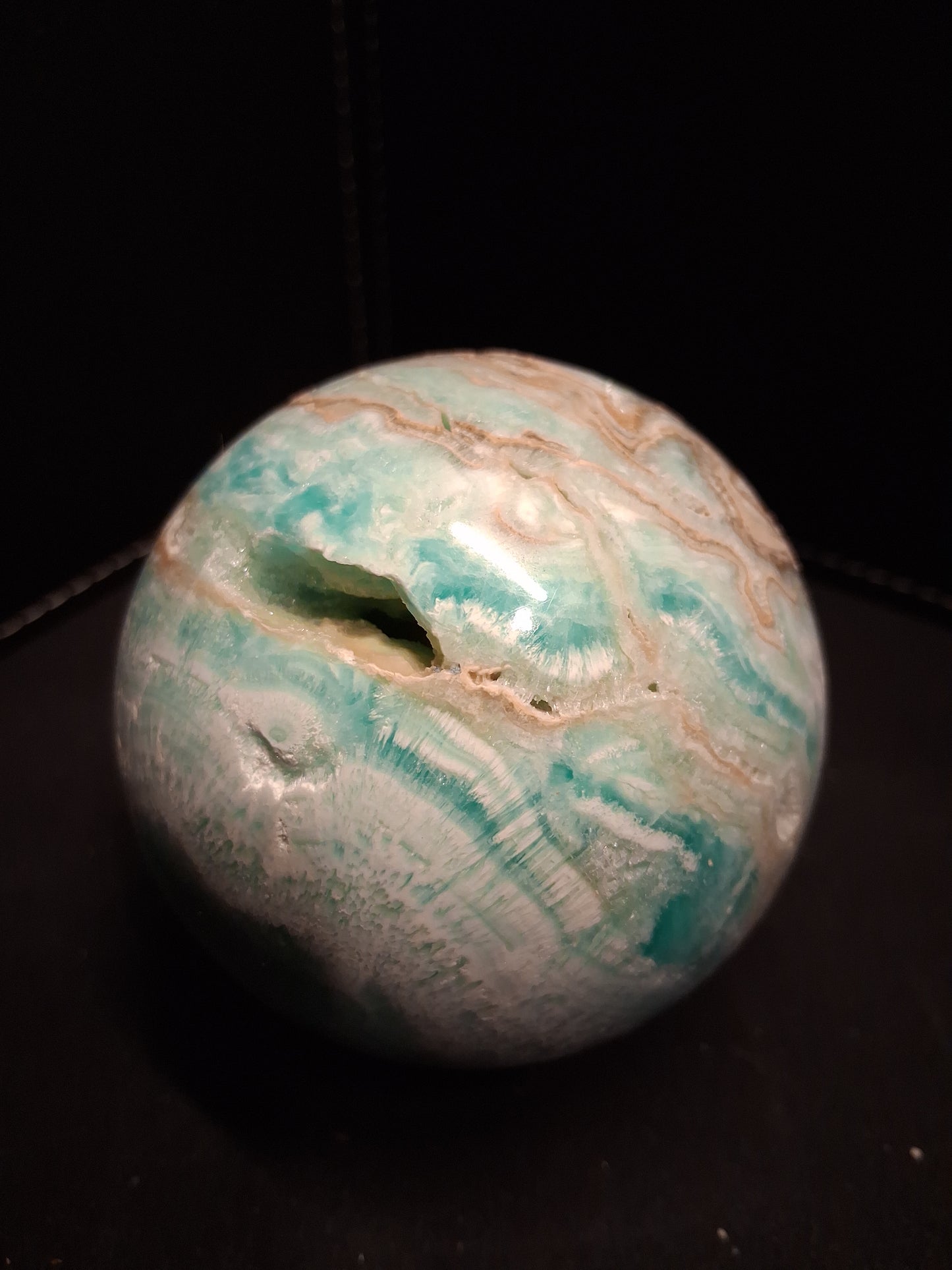 Natural Aragonite Sphere - 6.68 cm - Blue Aragonite