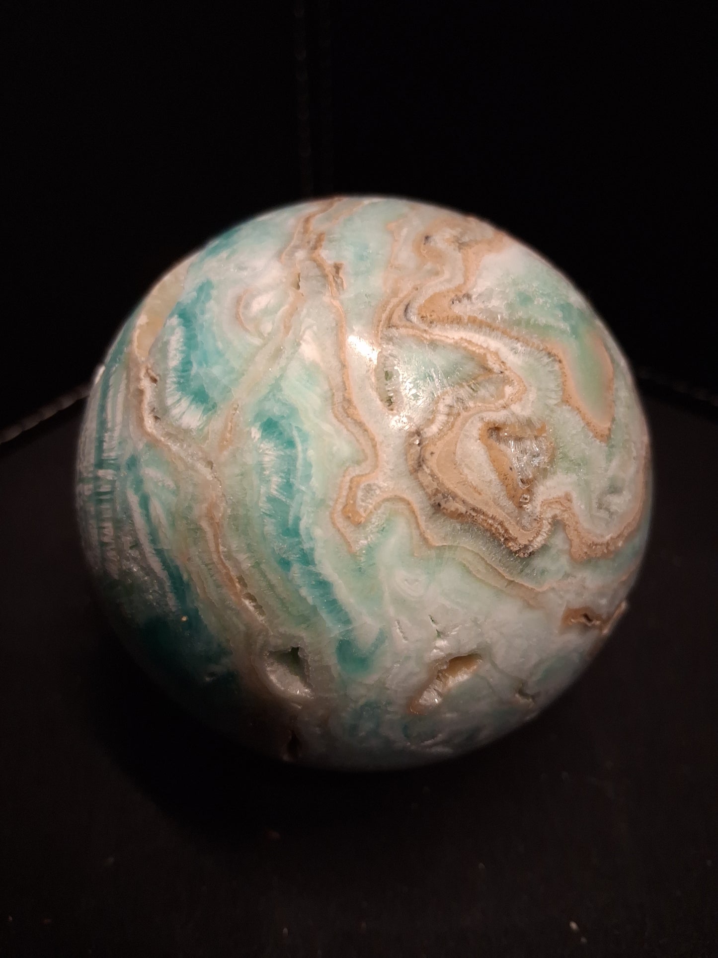 Natural Aragonite Sphere - 6.68 cm - Blue Aragonite