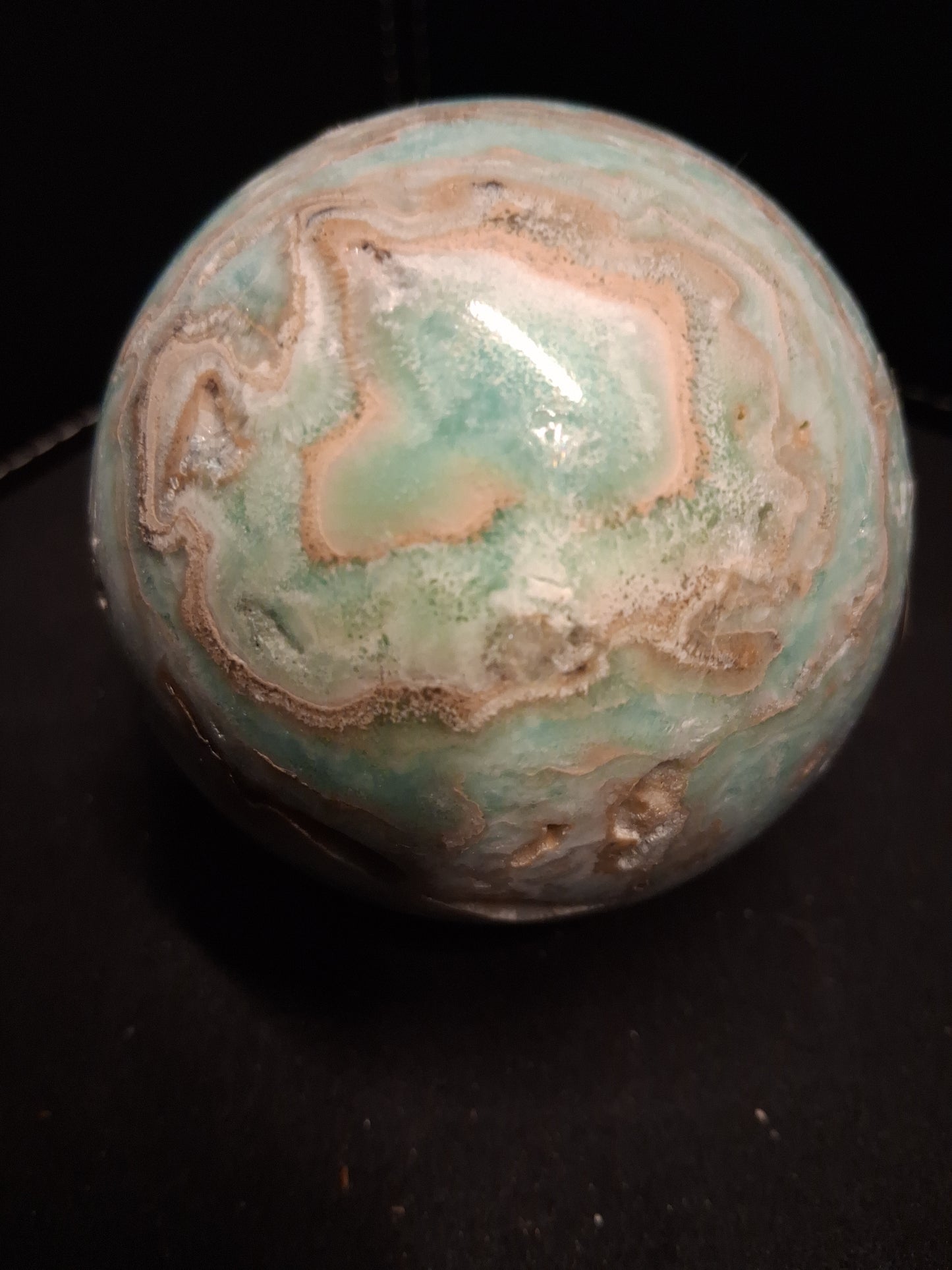 Natural Aragonite Sphere - 6.68 cm - Blue Aragonite