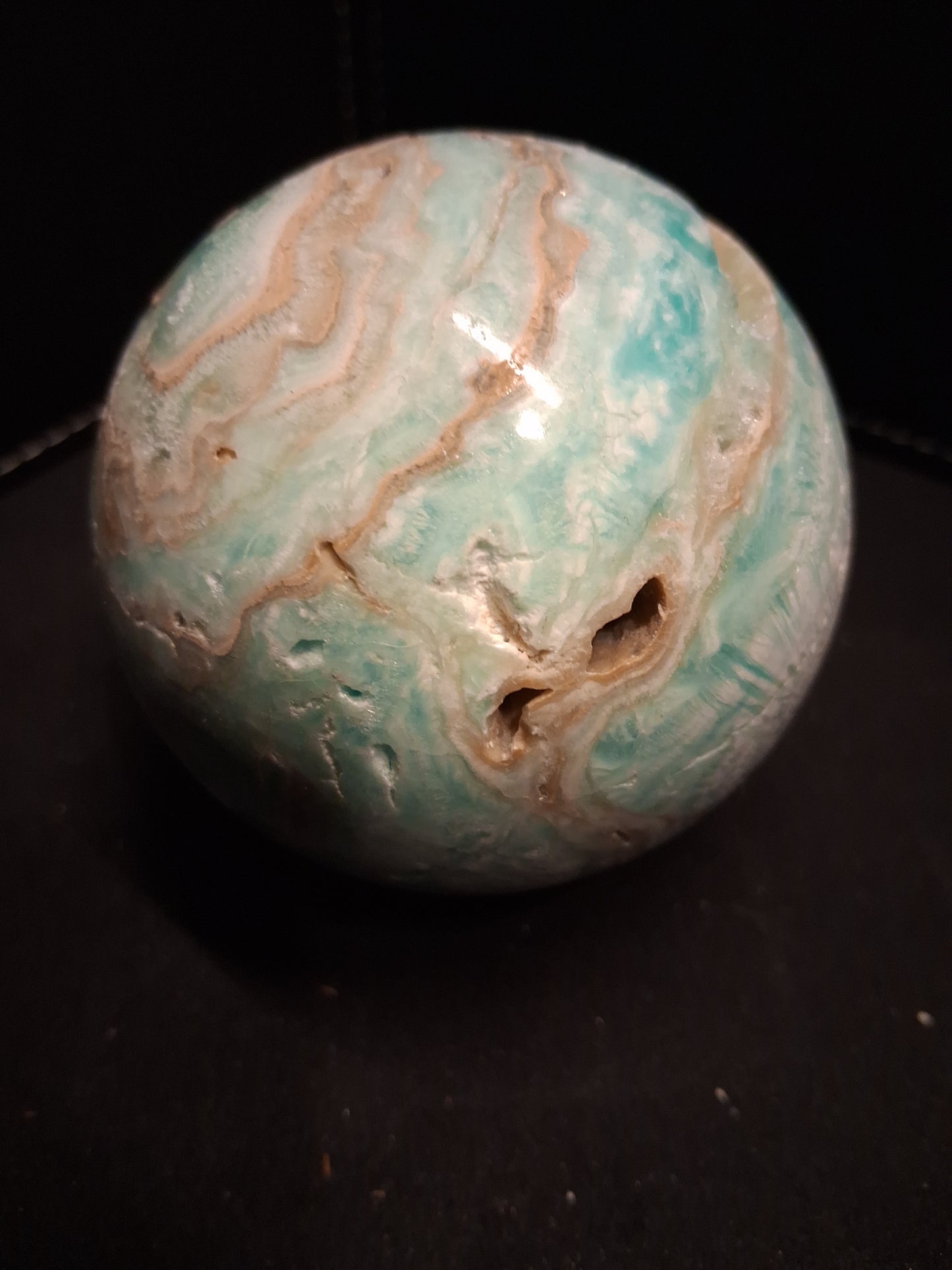 Natural Aragonite Sphere - 6.68 cm - Blue Aragonite