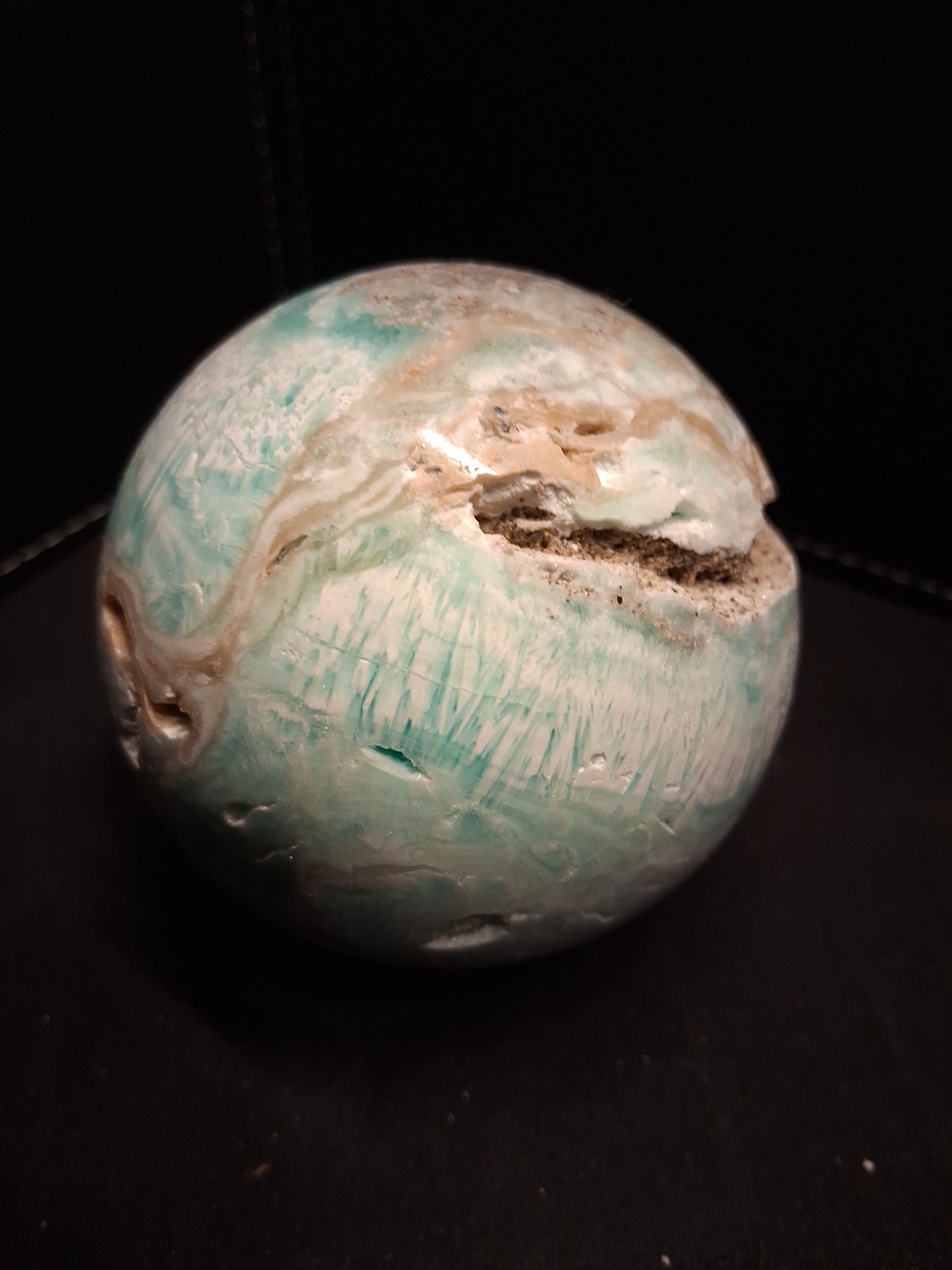Natural Aragonite Sphere - 6.68 cm - Blue Aragonite