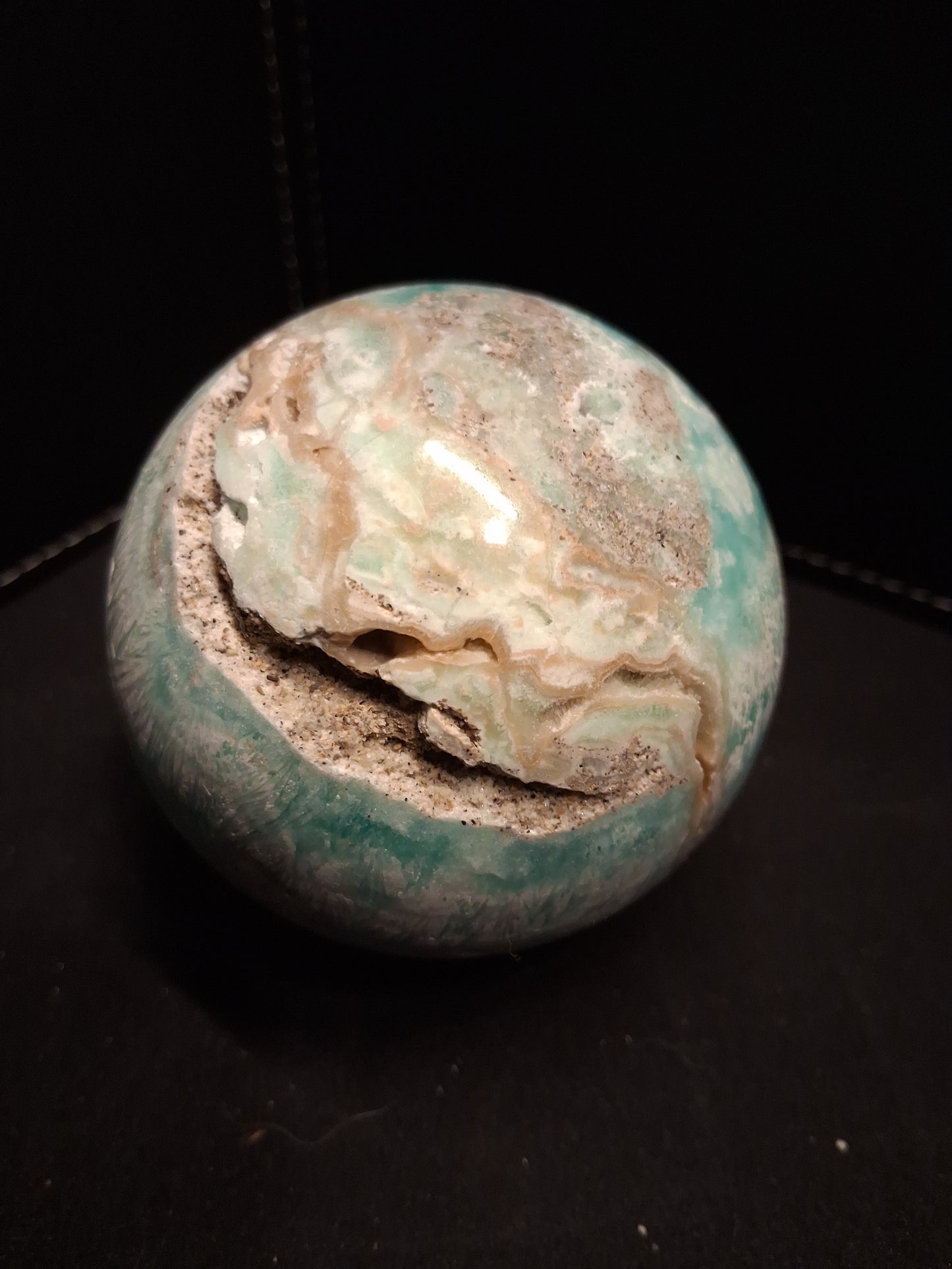 Natural Aragonite Sphere - 6.68 cm - Blue Aragonite