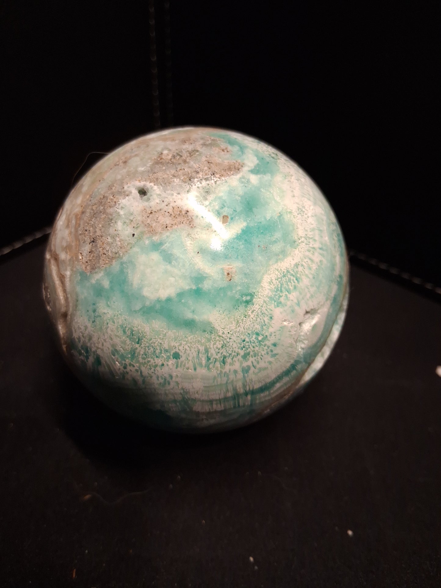 Natural Aragonite Sphere - 6.68 cm - Blue Aragonite