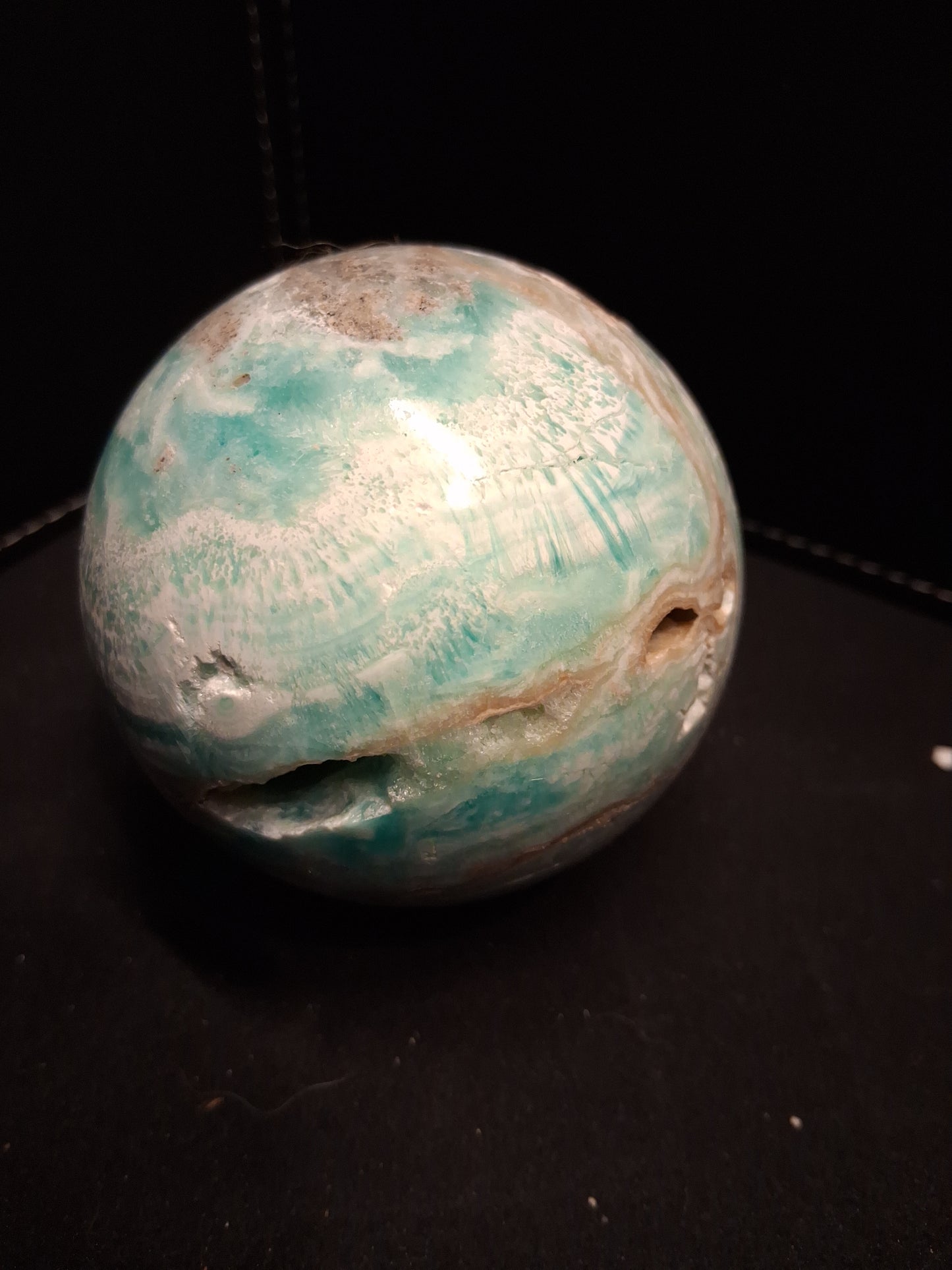 Natural Aragonite Sphere - 6.68 cm - Blue Aragonite