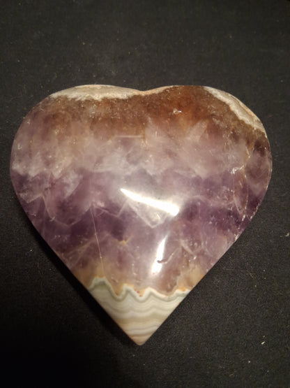 Natural Amethyst Palmstone - heart shaped - with mexican agate point - Mexico