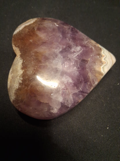 Natural Amethyst Palmstone - heart shaped - with mexican agate point - Mexico