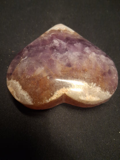 Natural Amethyst Palmstone - heart shaped - with mexican agate point - Mexico