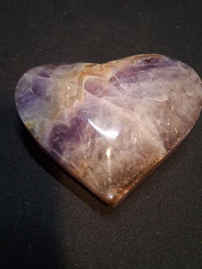 Natural Amethyst Palmstone - heart shaped - amethyst with lace agate - Mexico