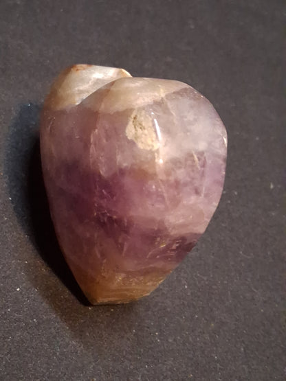 Natural Amethyst Palmstone - heart shaped - amethyst with lace agate - chipped