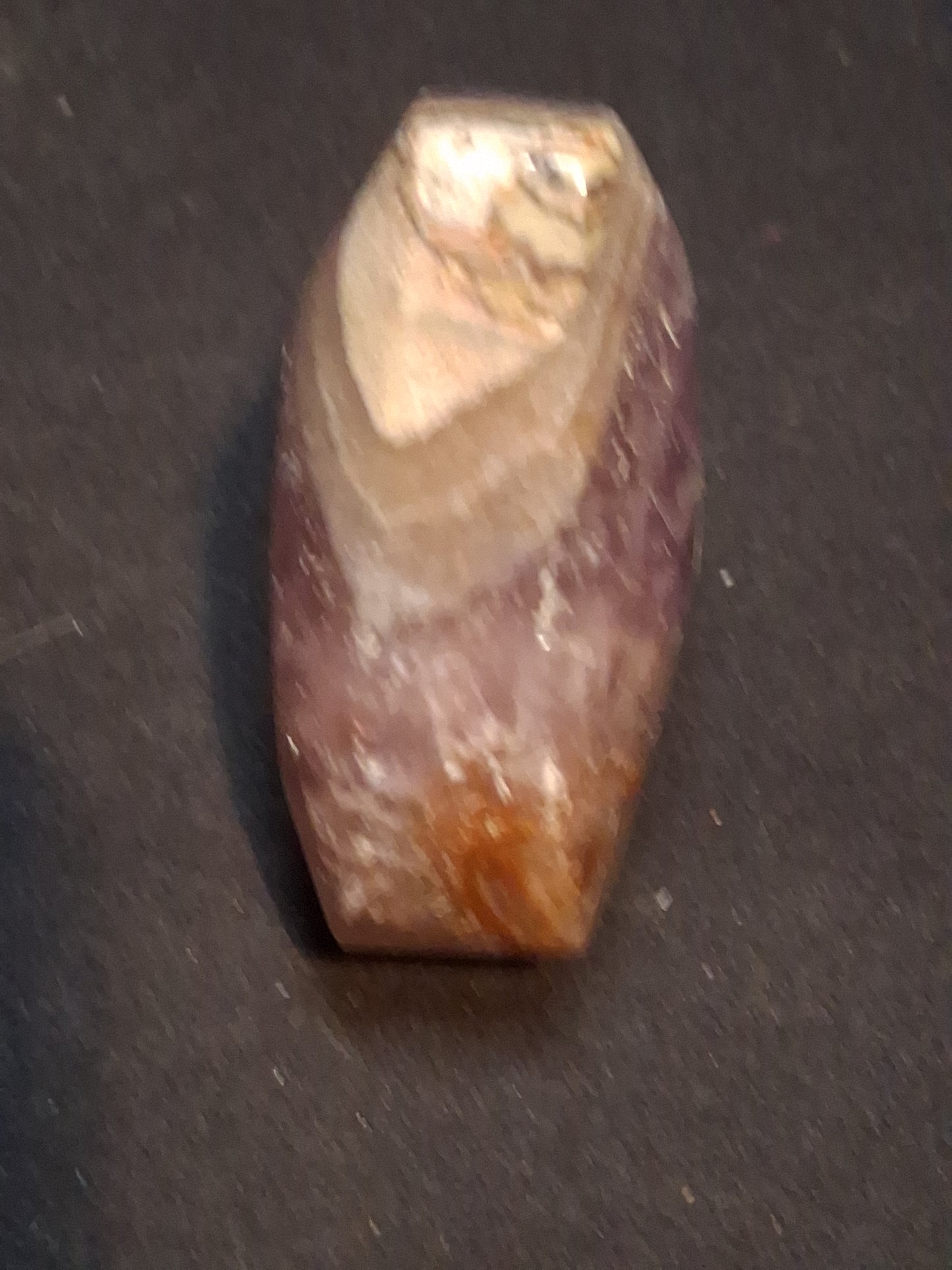 Natural Amethyst Palmstone - heart shaped - amethyst with lace agate - chipped