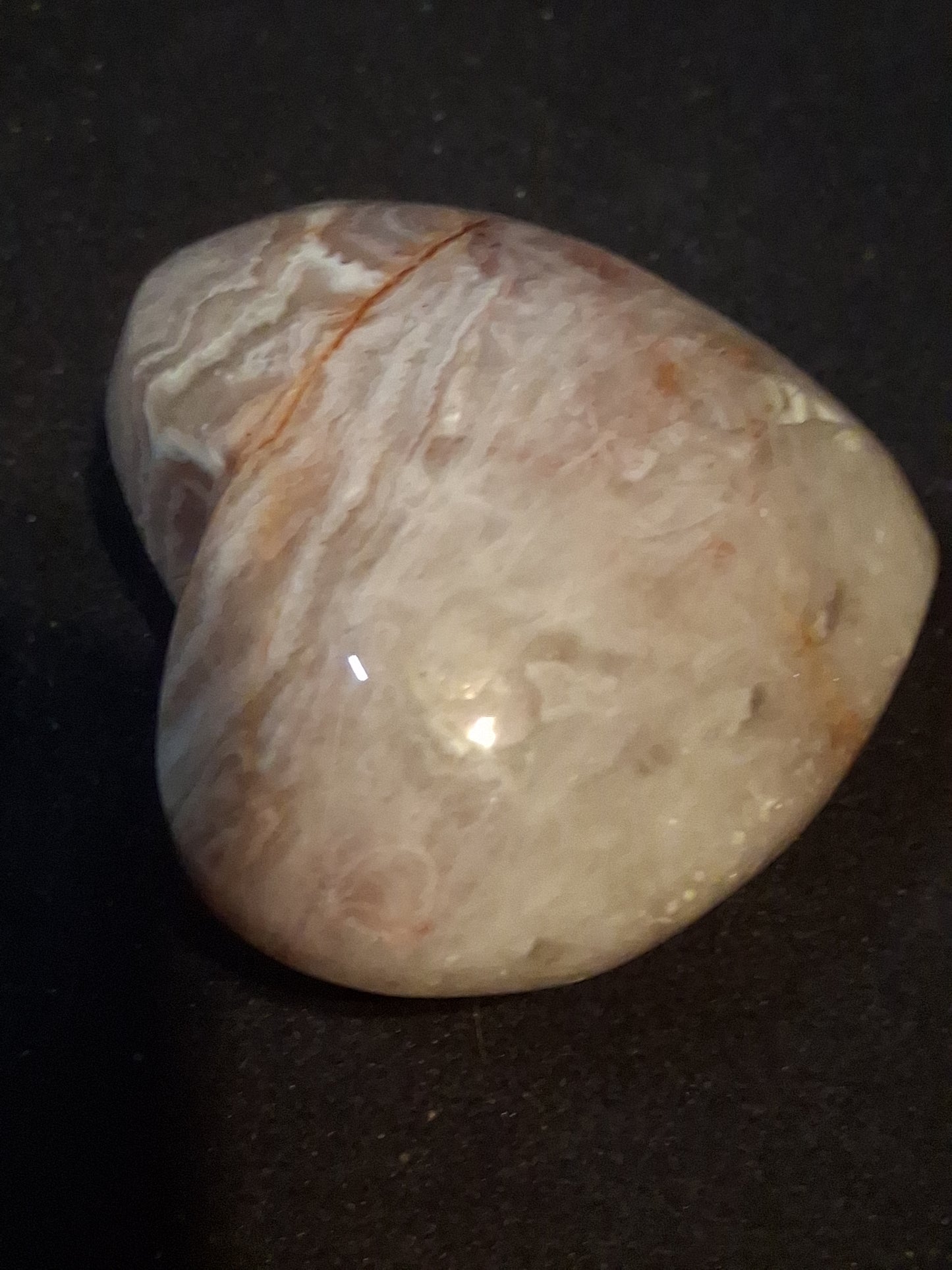 Natural Agate Palmstone - heart shaped - mexican crazy lace agate