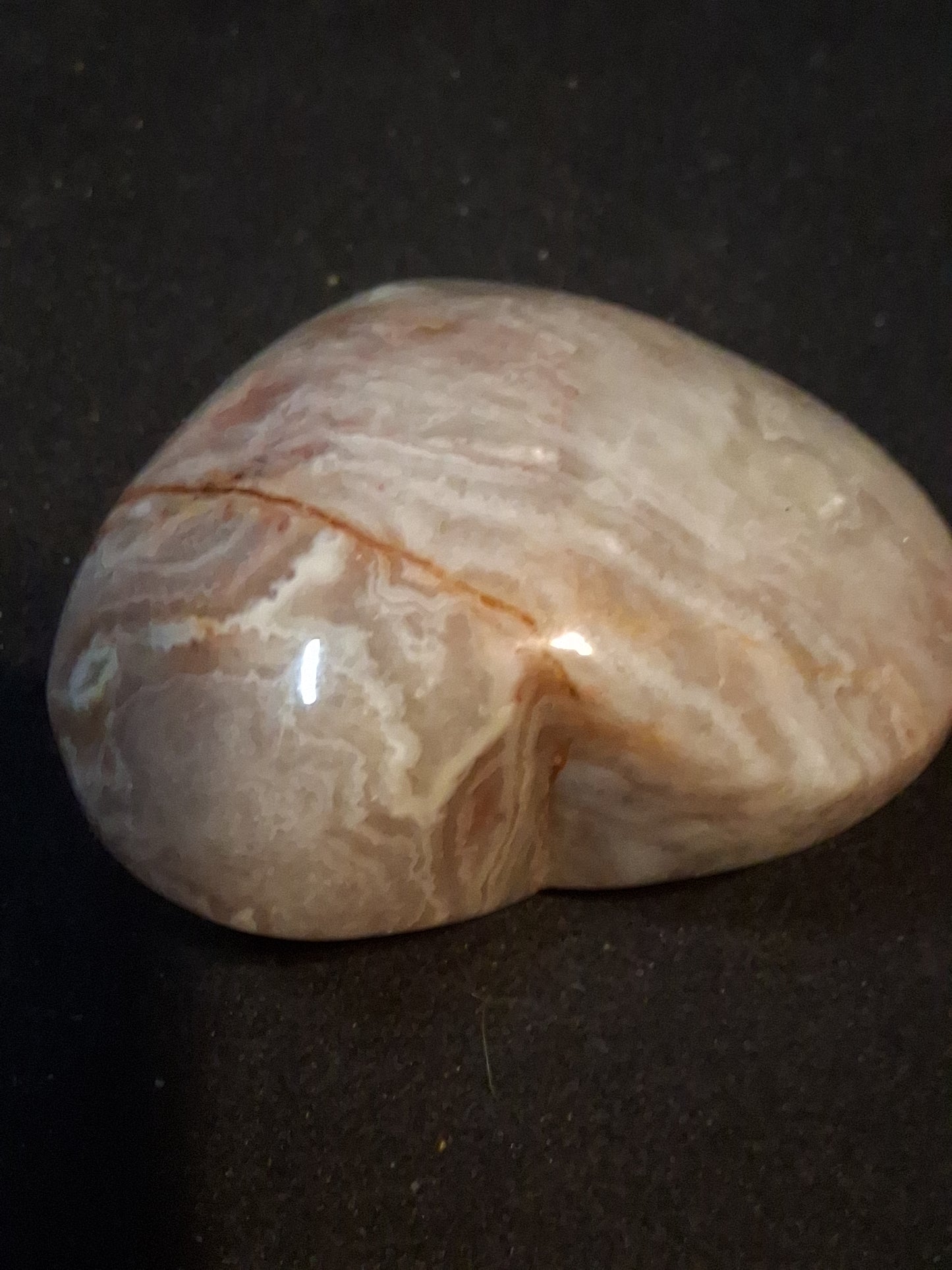 Natural Agate Palmstone - heart shaped - mexican crazy lace agate