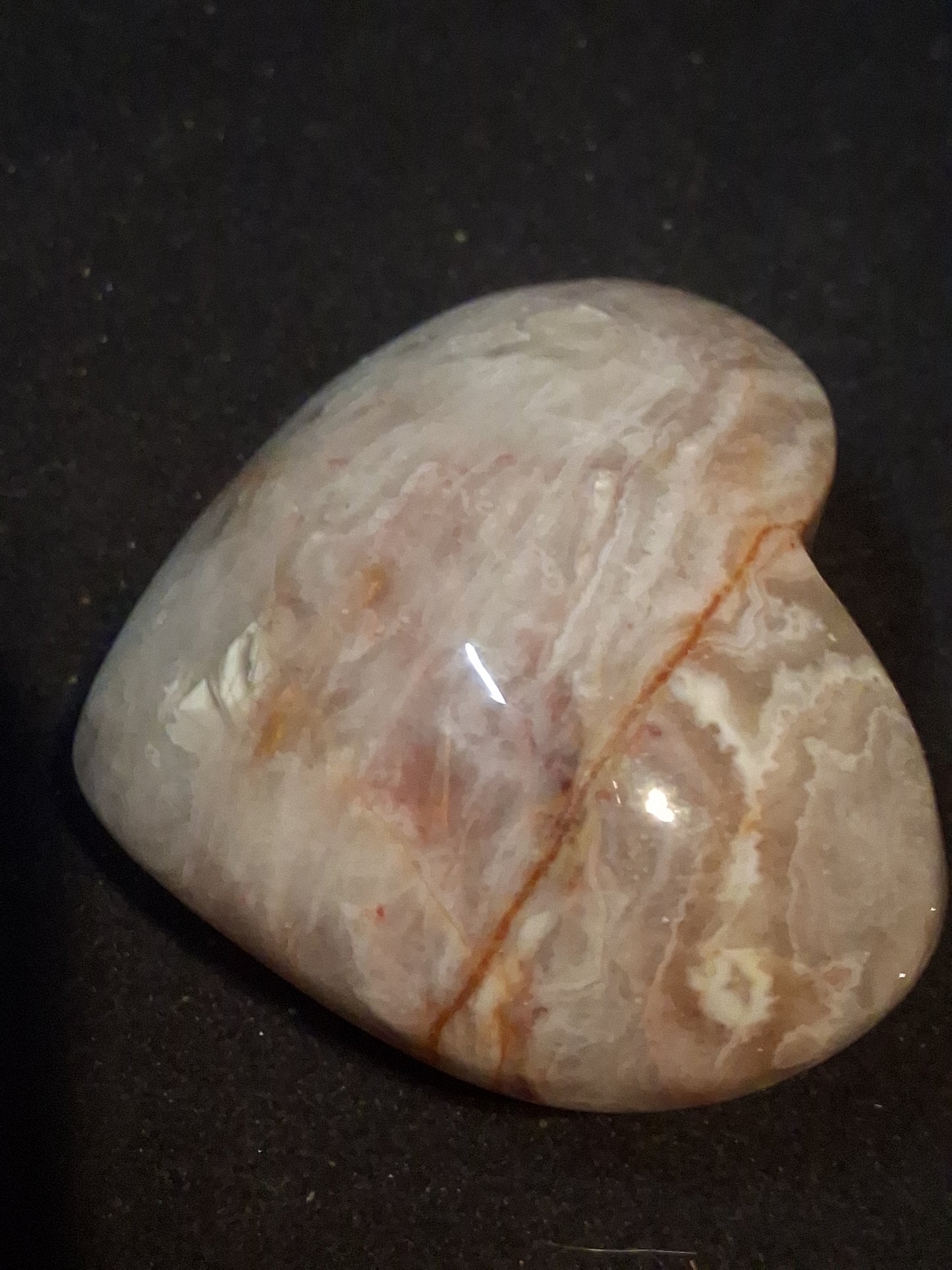 Natural Agate Palmstone - heart shaped - mexican crazy lace agate