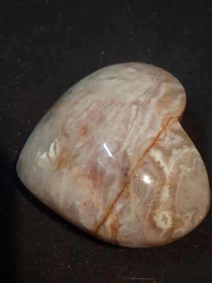 Natural Agate Palmstone - heart shaped - mexican crazy lace agate