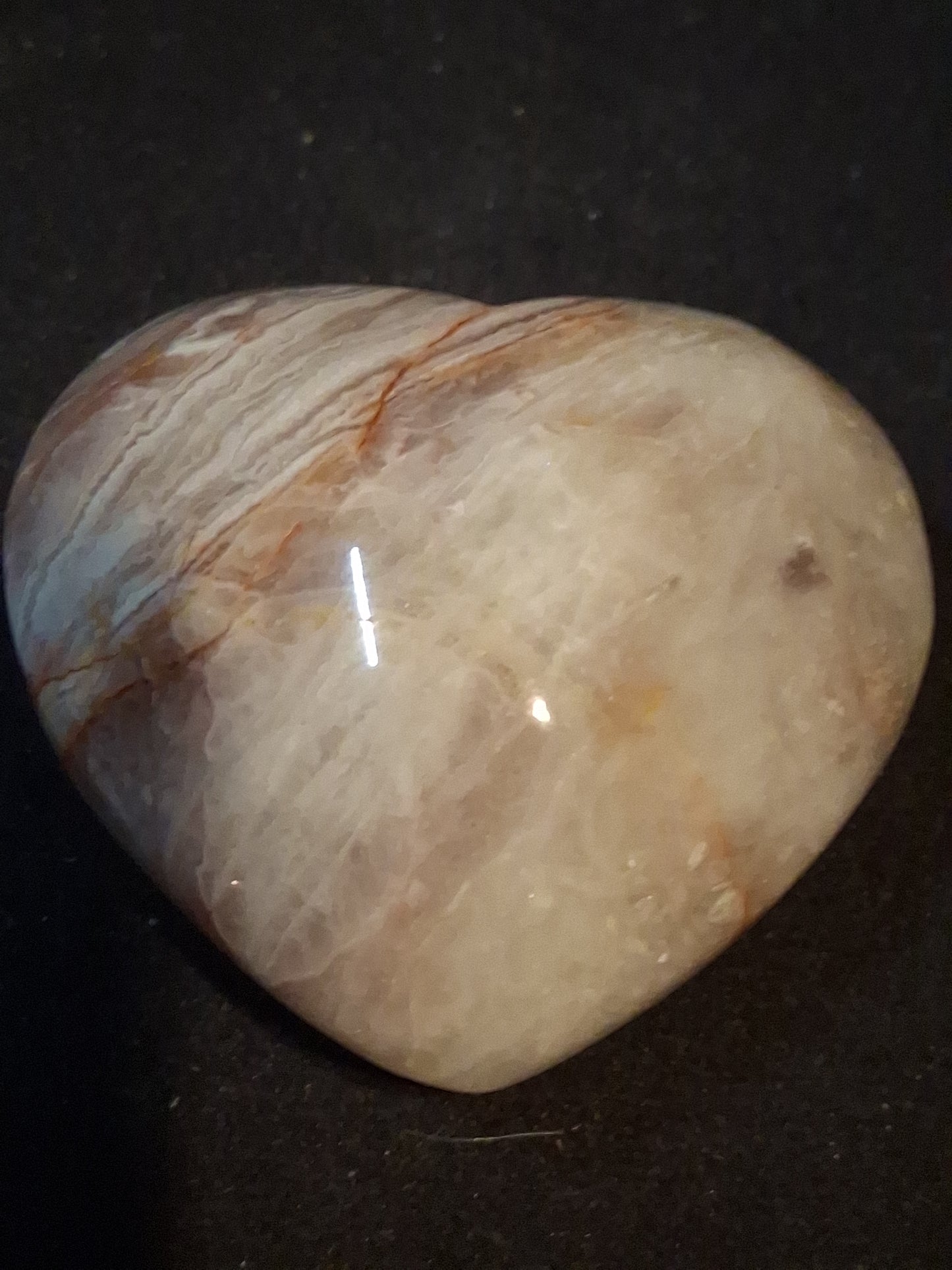Natural Agate Palmstone - heart shaped - mexican crazy lace agate