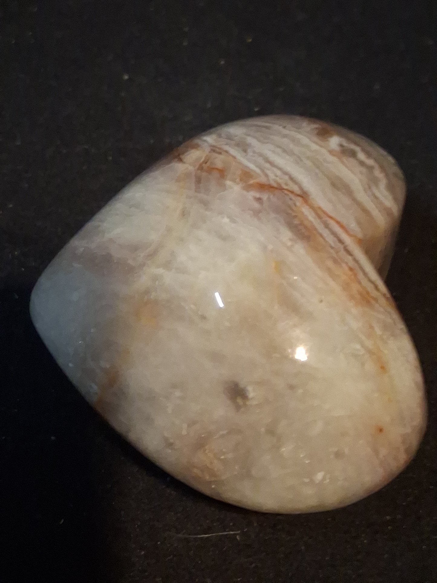 Natural Agate Palmstone - heart shaped - mexican crazy lace agate
