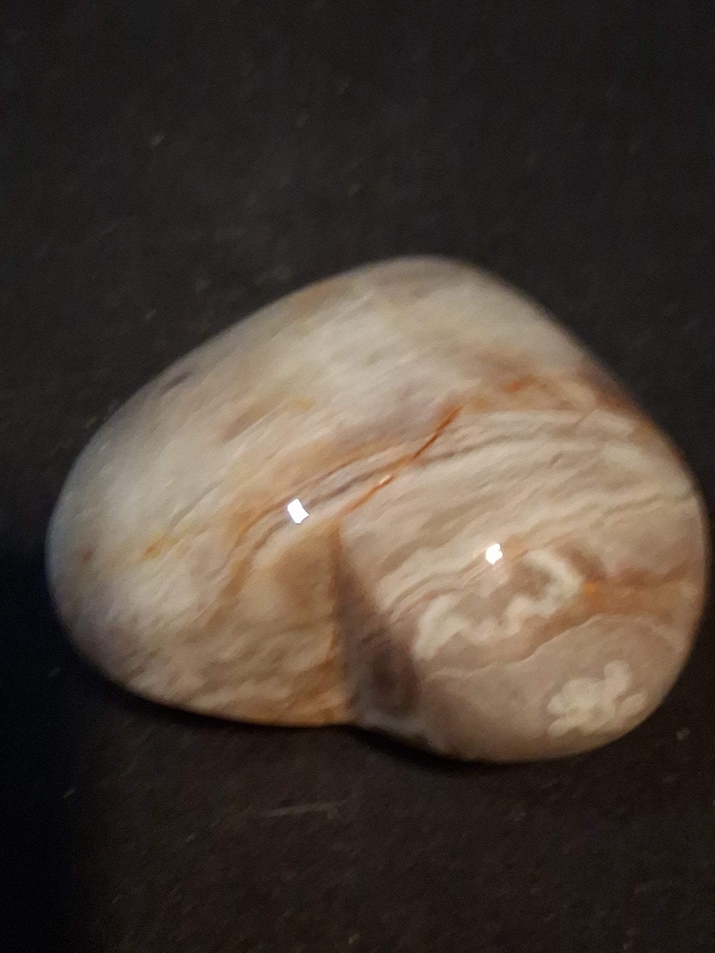 Natural Agate Palmstone - heart shaped - mexican crazy lace agate