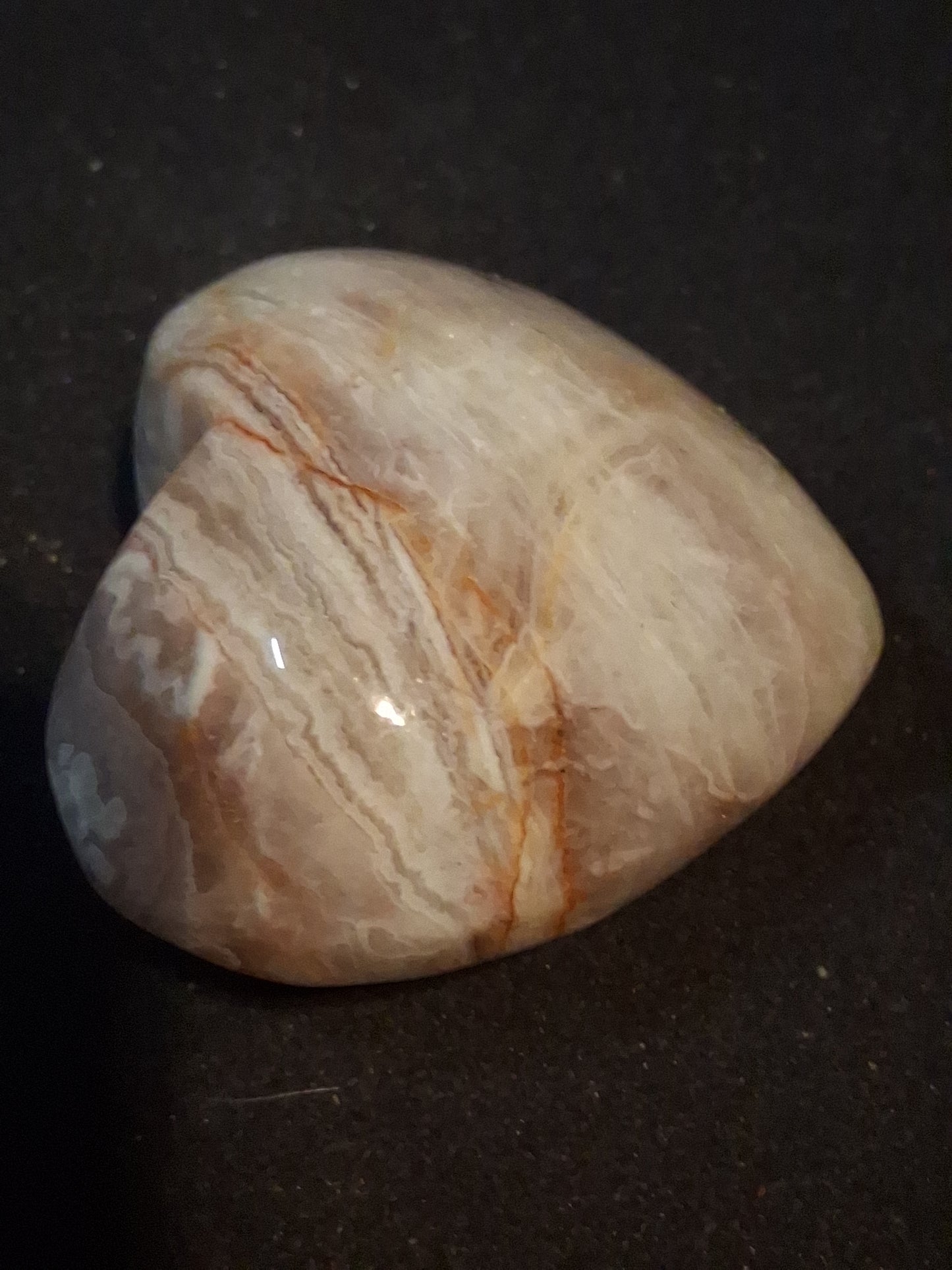 Natural Agate Palmstone - heart shaped - mexican crazy lace agate