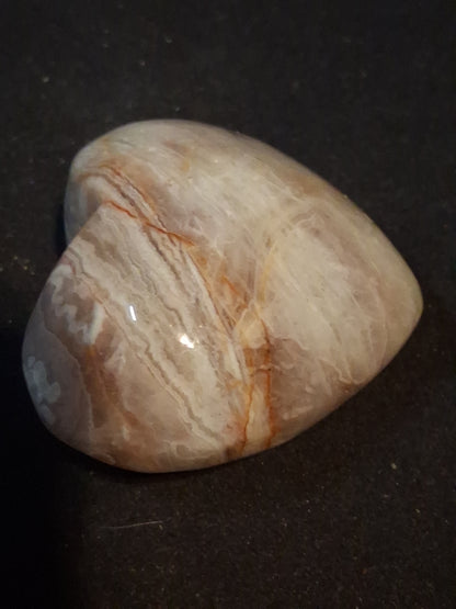 Natural Agate Palmstone - heart shaped - mexican crazy lace agate