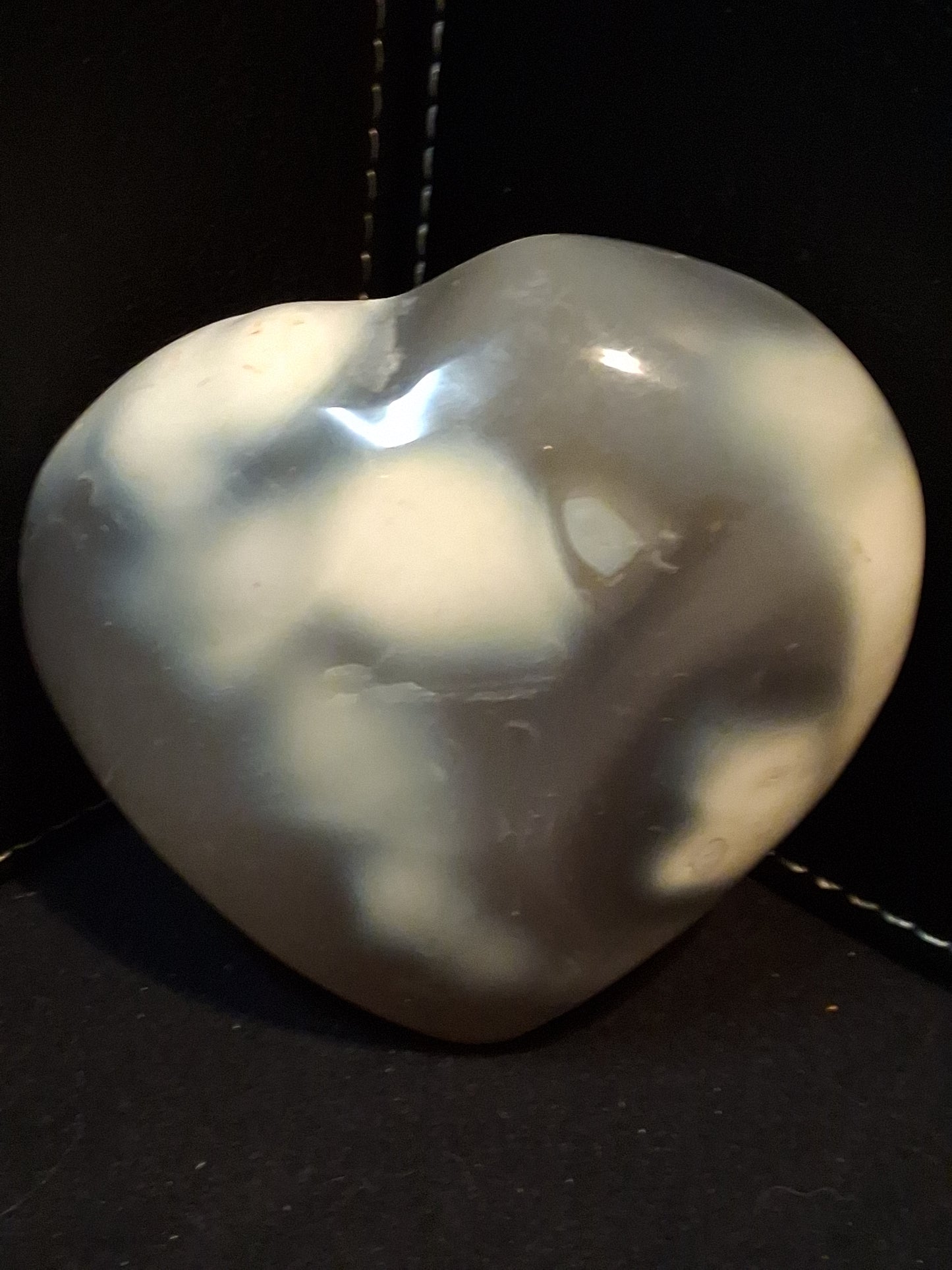 Natural Agate Palmstone - heart shaped - orca agate