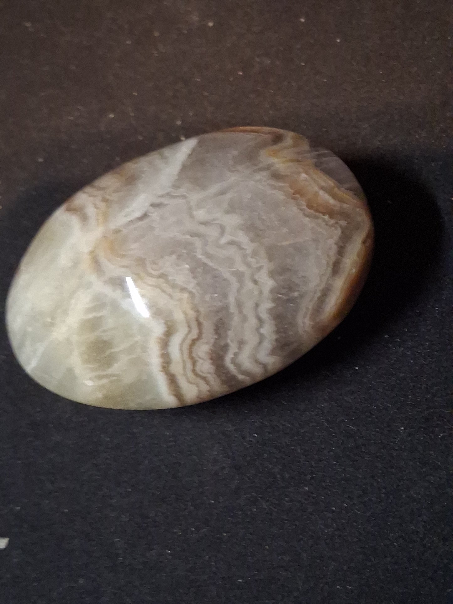 Natural Agate Palmstone - oval - 5x4 cm - crazy lace agate