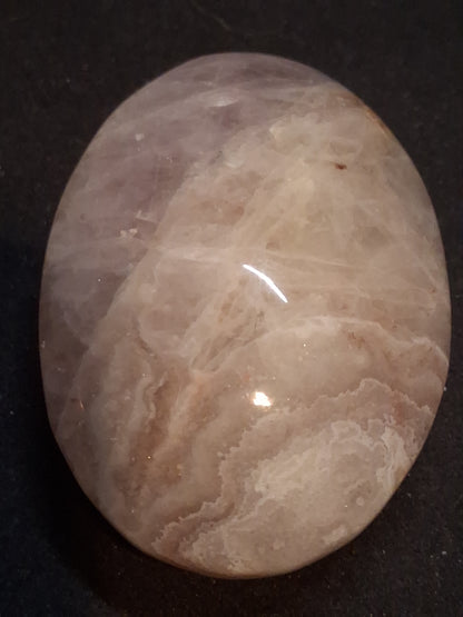 Natural Agate Palmstone - oval - 5x4 cm - crazy lace agate with amethyst