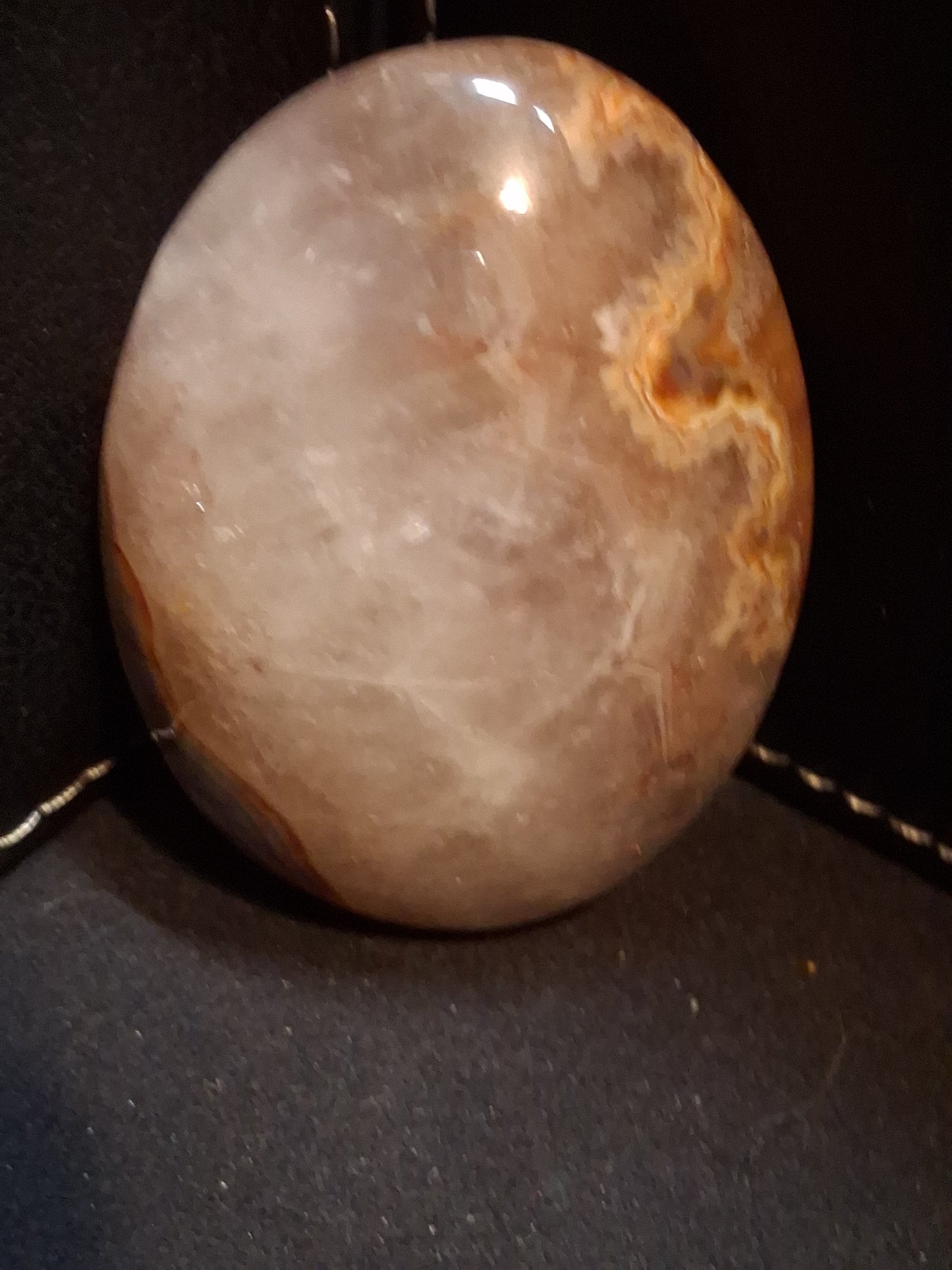 Natural Agate Palmstone - oval - 6x4 cm - crazy lace agate