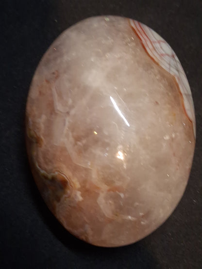 Natural Agate Palmstone - oval - 6x4 cm - crazy lace agate