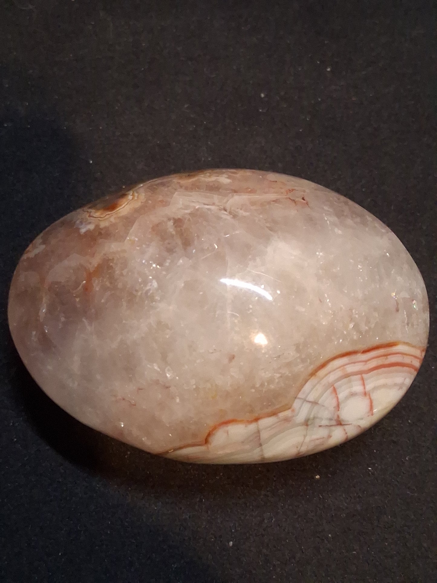 Natural Agate Palmstone - oval - 6x4 cm - crazy lace agate