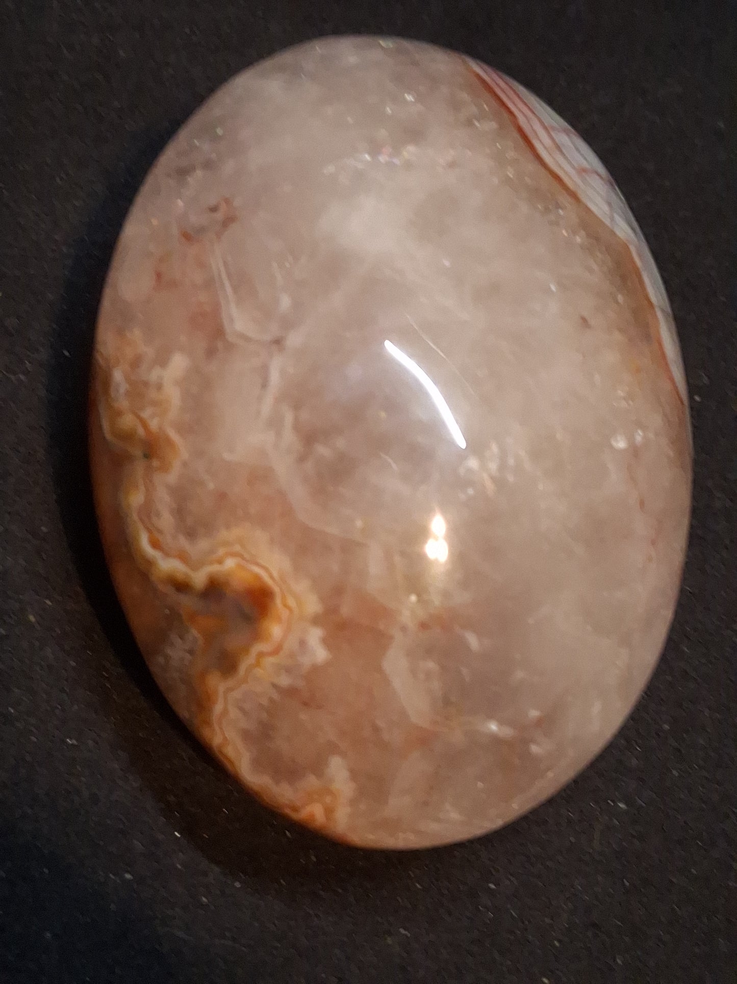 Natural Agate Palmstone - oval - 6x4 cm - crazy lace agate