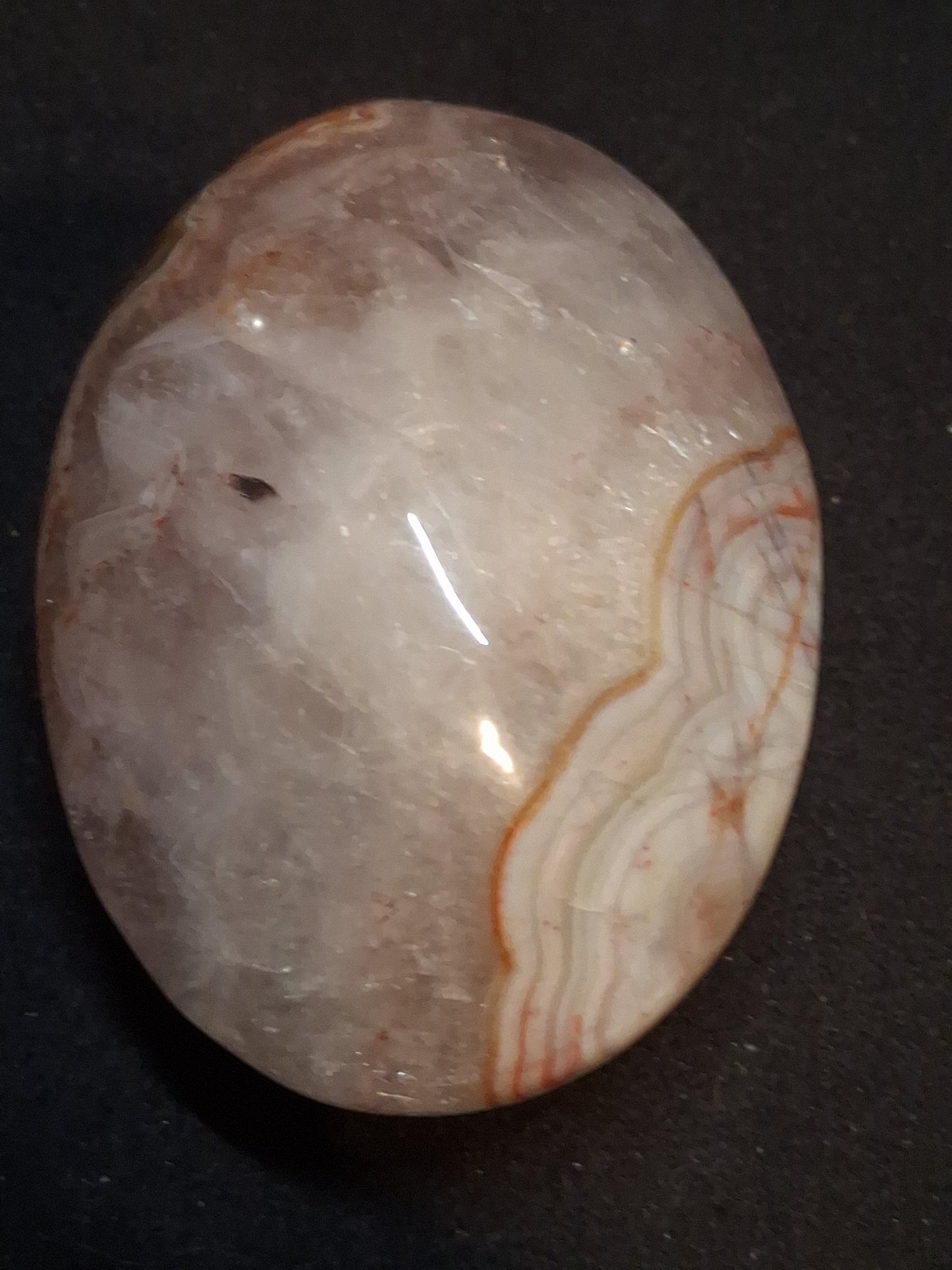 Natural Agate Palmstone - oval - 6x4 cm - crazy lace agate