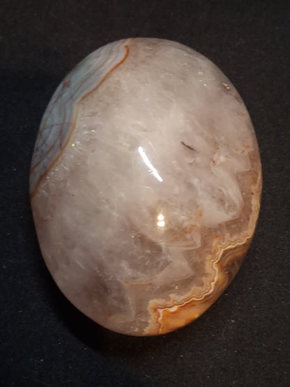 Natural Agate Palmstone - oval - 6x4 cm - crazy lace agate