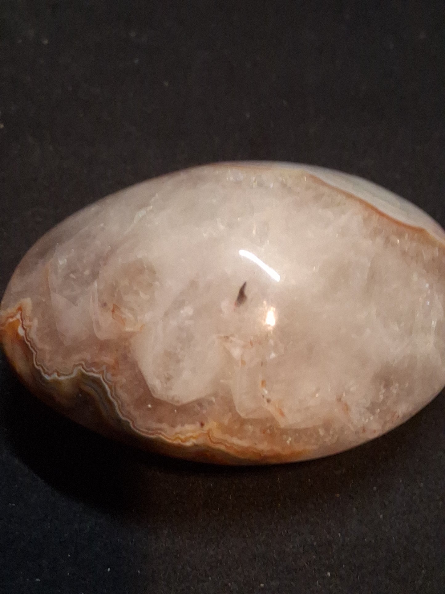Natural Agate Palmstone - oval - 6x4 cm - crazy lace agate