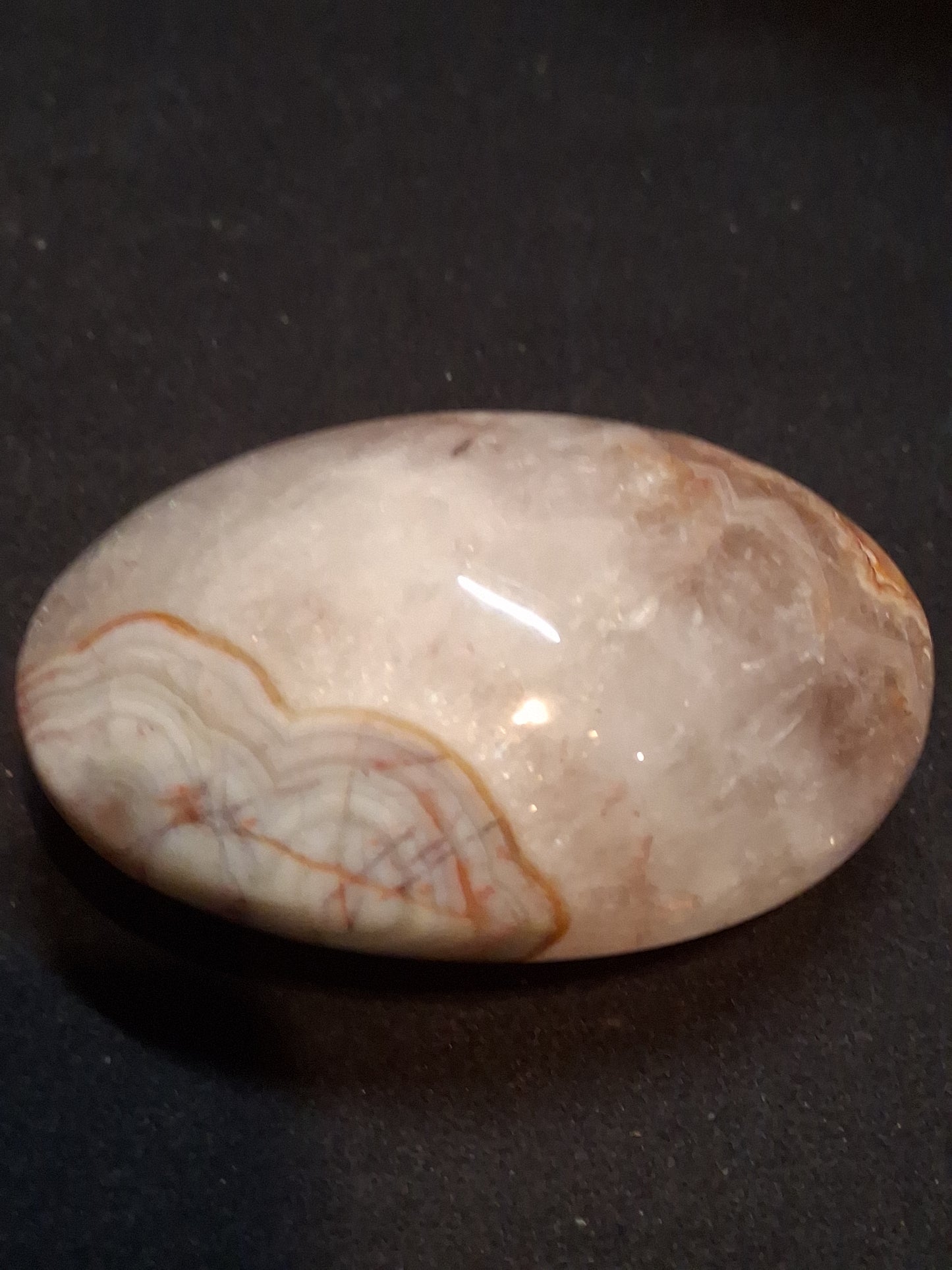 Natural Agate Palmstone - oval - 6x4 cm - crazy lace agate