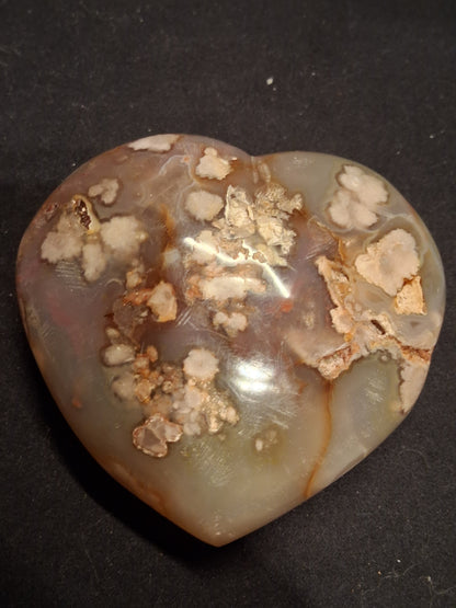 Natural Agate Palmstone - heart - 7x8 cm - cherry blossom agate