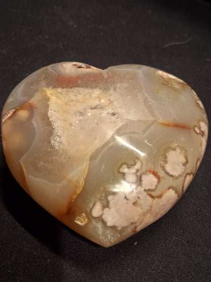 Natural Agate Palmstone - heart - 7x8 cm - cherry blossom agate