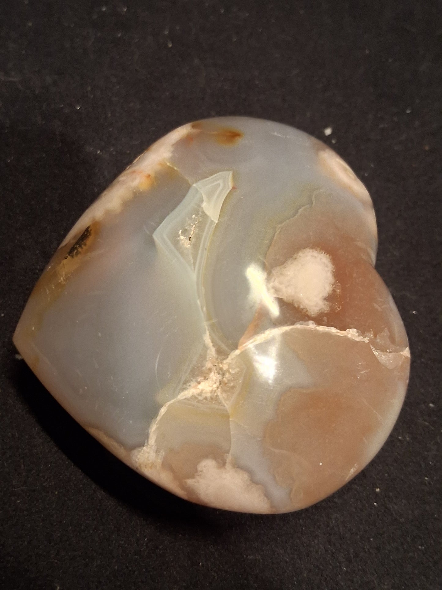 Natural Agate Palmstone - heart - 6x6 cm - cherry blossom agate