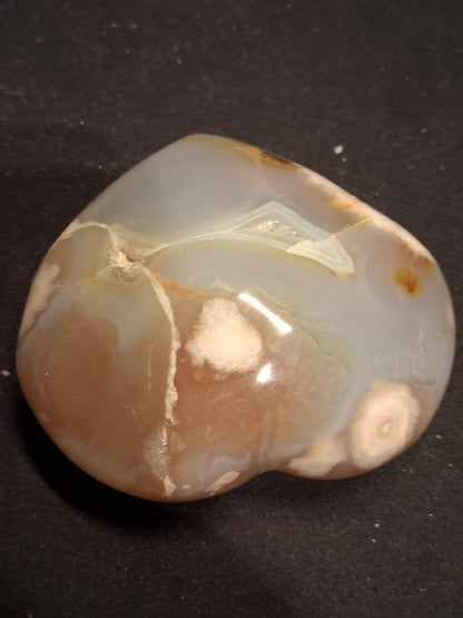 Natural Agate Palmstone - heart - 6x6 cm - cherry blossom agate