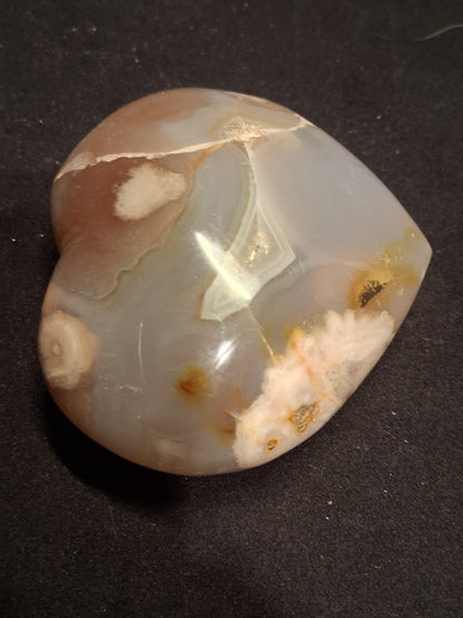 Natural Agate Palmstone - heart - 6x6 cm - cherry blossom agate